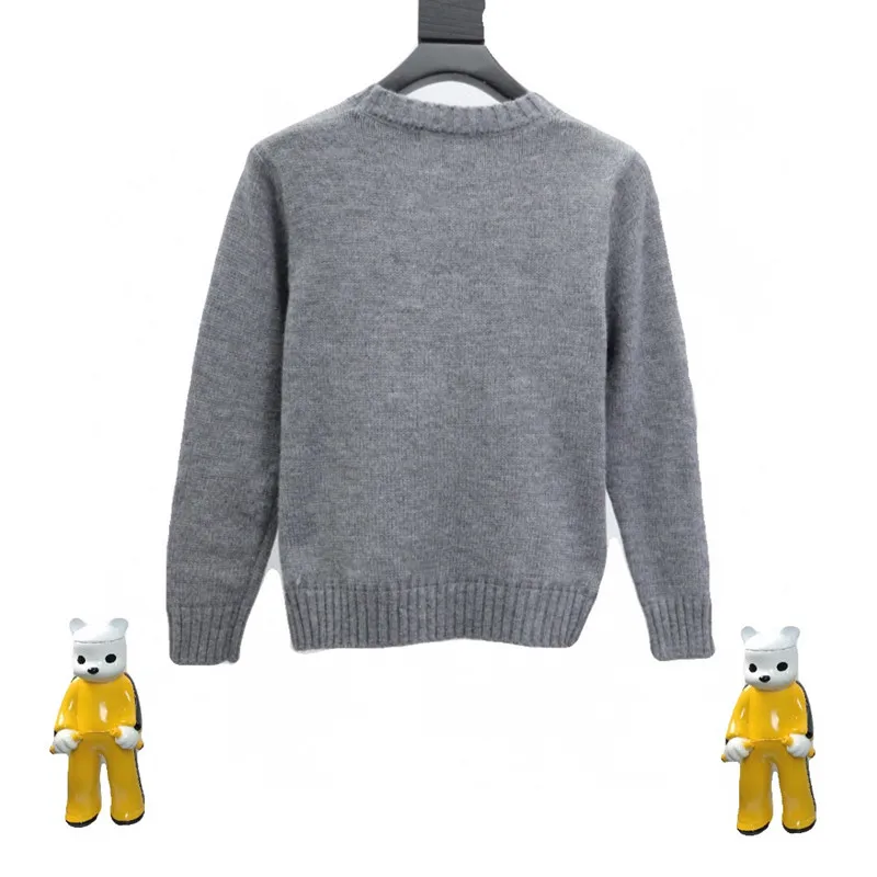 2021 autumn winter new letter badge l embroidered wool loose and versatile crew neck Pullover Sweater