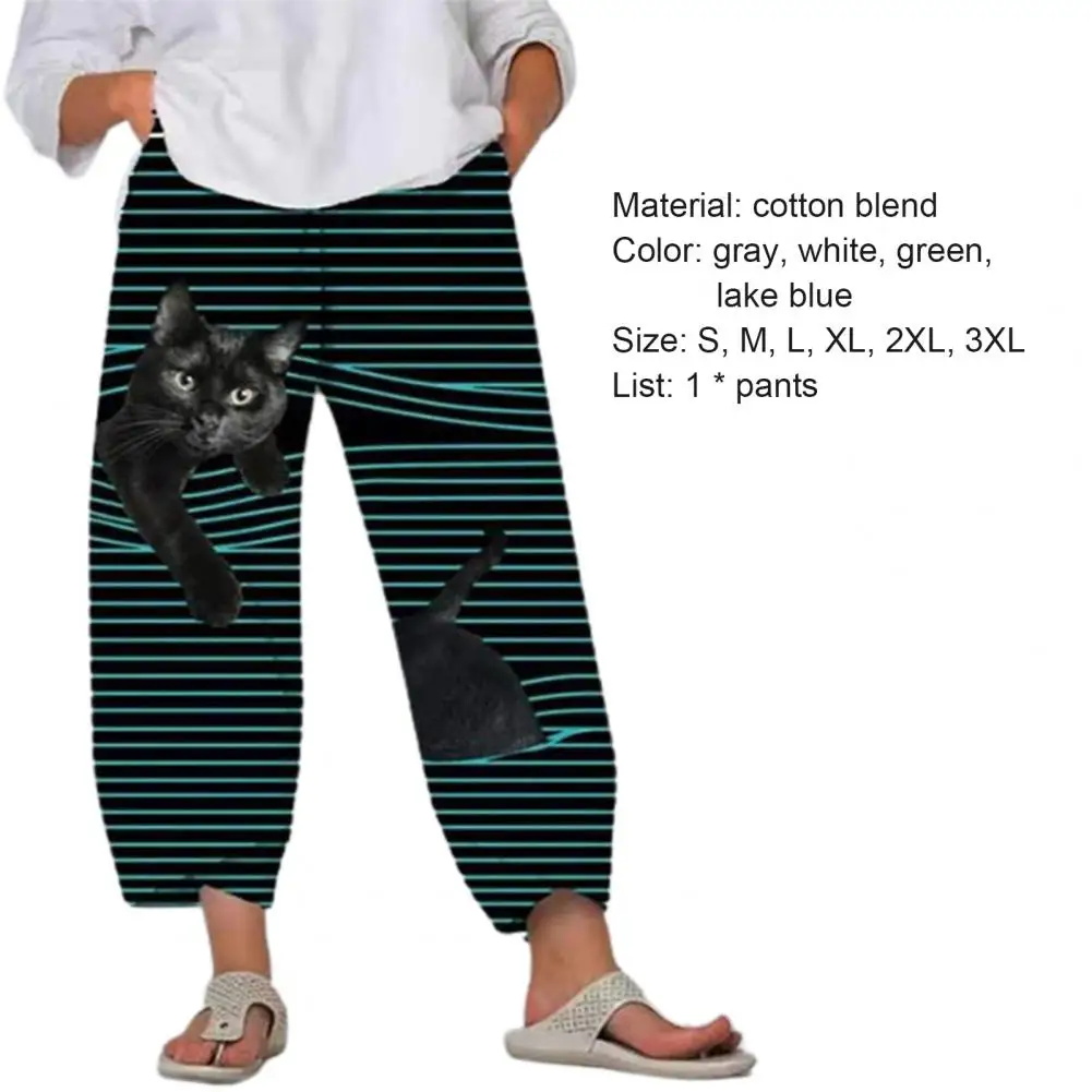 

Women Casual Harem Pants Summer Elastic Waist Wide Leg Pants Vintage Floral Printed Trousers Female Loose Pantalon Plus Size