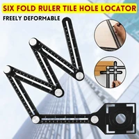 6 fold tile hole locator aluminium alloy angle ruler finder slide folding measuring ruler protractor angular template tools