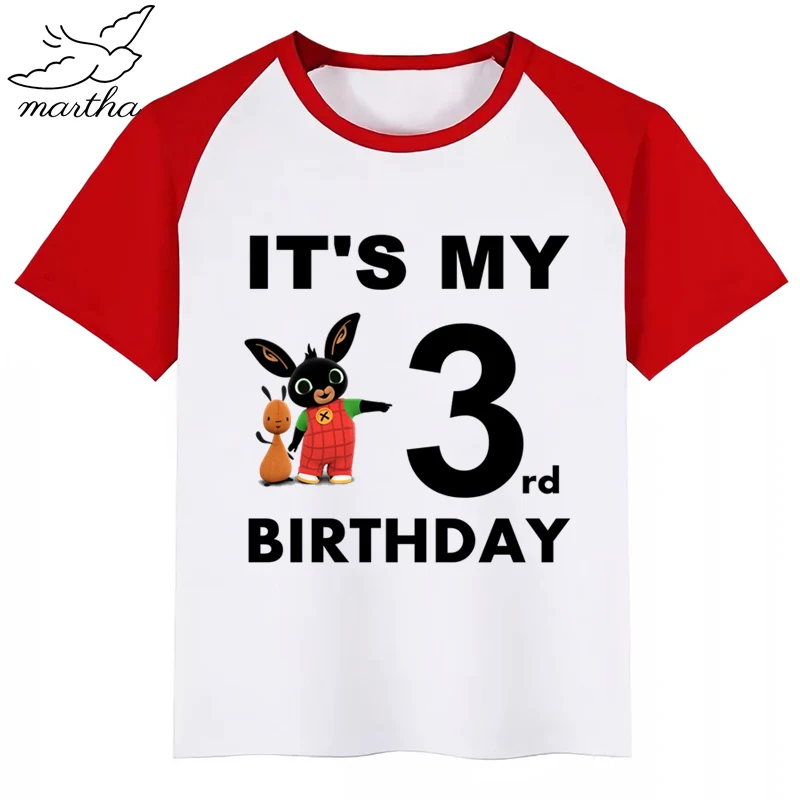 Новая детская футболка для детей с мультяшным кроликом Bing и Забавные футболки