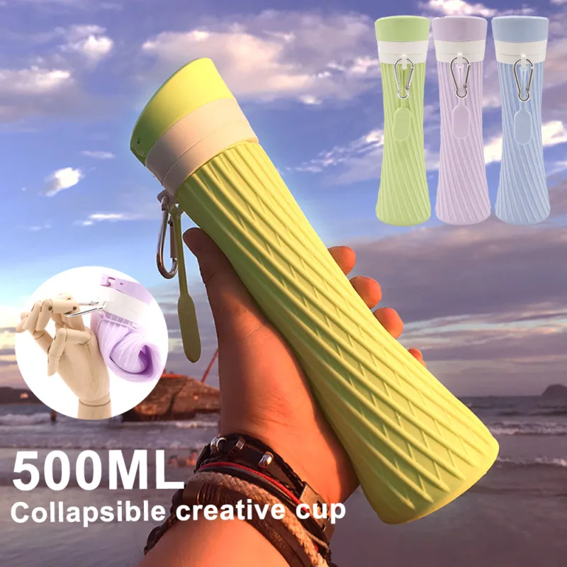 Креативная бутылка для воды многоразовые складные силиконовые бутылки с защитой