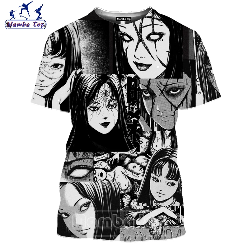 Топ Мамба Хэллоуин косплей аниме девушка женская футболка 3D принт Junji Ito Мужская
