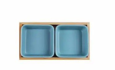blue-2pc 2 шт. в скандинавском стиле Нескользящая керамическая сетка сушеные фрукты пластины деревянные поддоны крышка набор блюдо для закусок тарелка разделенный соус блюдо pf08261 - Цвет: blue-2pc