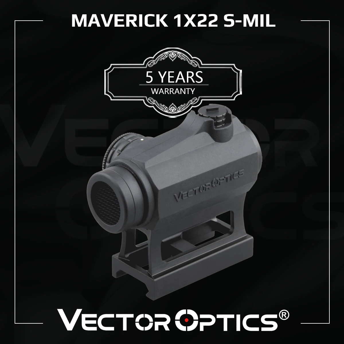 Коллиматорный прицел Vector Optics Maverick 1x22 MIL с резиновым покрытием для охоты красными