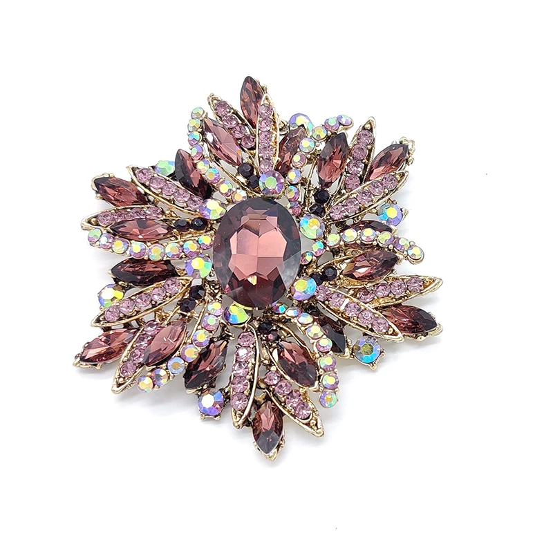 

PD BROOCH New Oversized Flower Full Glass Glittering Temperament Corsage Clothing Accessories Jewelry Brooches for Women Gift