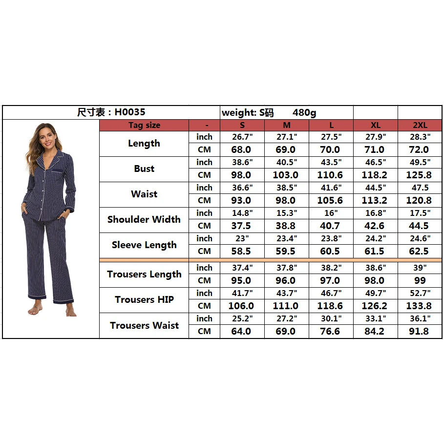 Women Pajamas Set Cotton Long Sleeve Pyjamas Pajamas Set Long Pants Pajamas for women