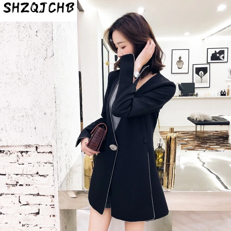

JCHB 2021 Newest Elegant Blazer Women Double Breasted Blazers Ladies Black Long Sleeve Suit Jacket Outwear Hot Sale LX2141
