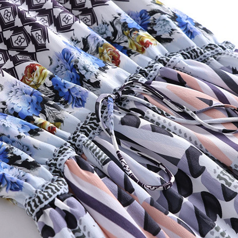 

100% Silk Dress Women Printed O Neck Sleeveless Grade Fabric Loose Long Straight Dress New Fashion