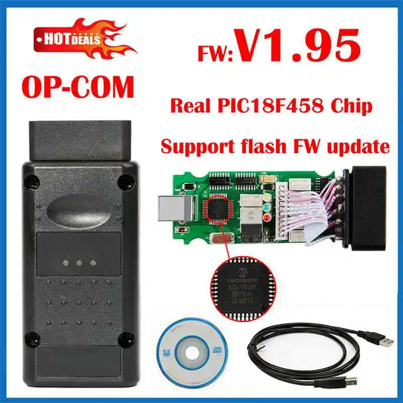 V1.95 Новинка, Микропрограмма OP COM для Opel, opcom программное обеспечение 120309A OP-COM OBDII диагностический инструмент для Opel PIC18F458 чип может быть флэш-обновлением - Цвет: V1.95