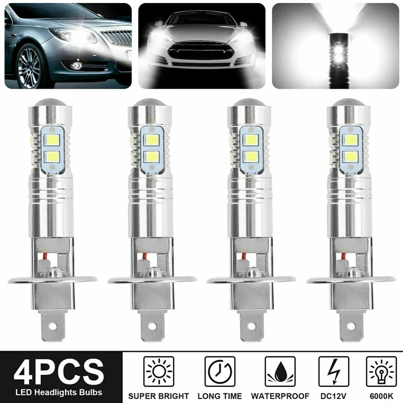 

4PCS H1 LED Headlight Fog Driving Light Bulbs 6000K Super White 200W
