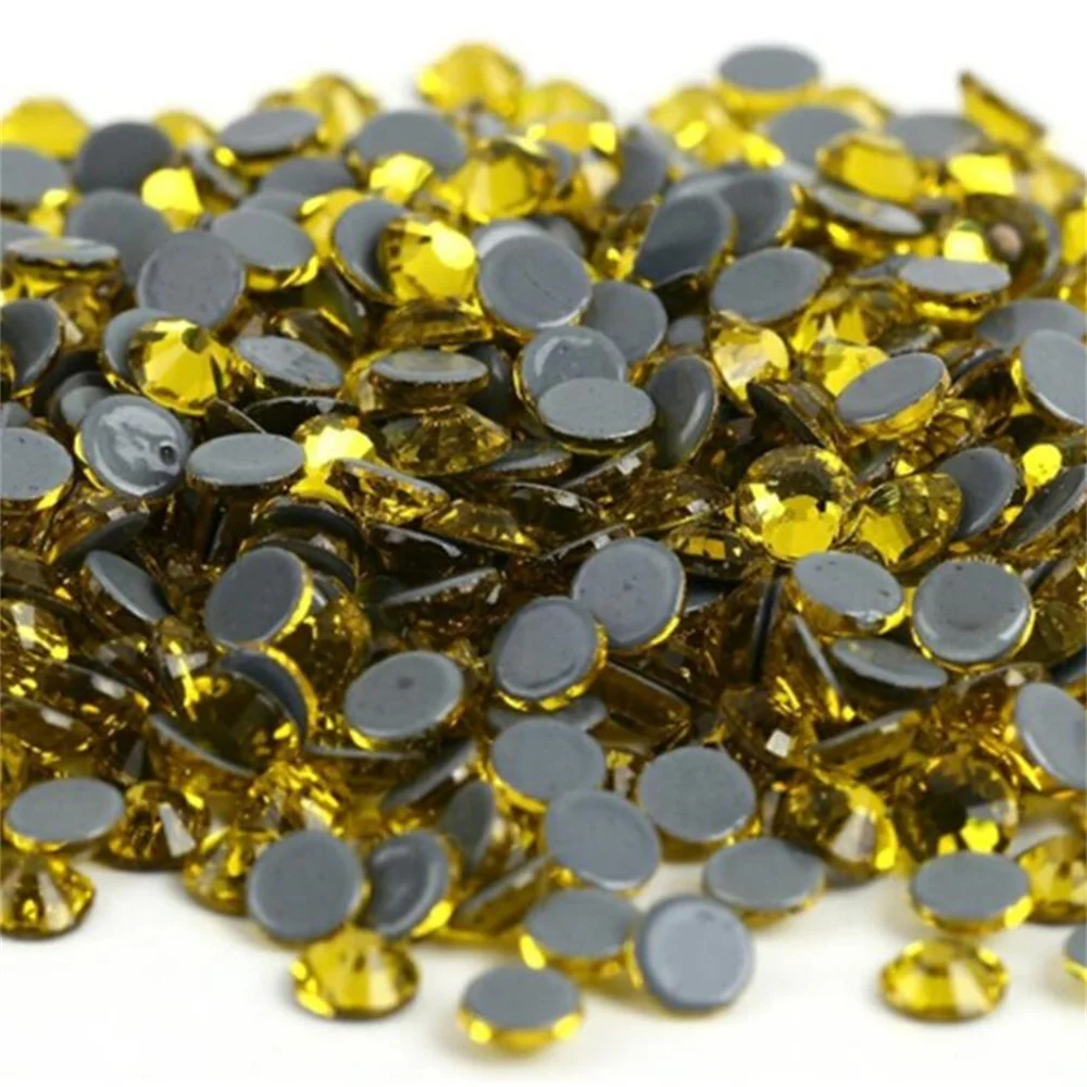 

Lemon yellow All Sizes Crystal AB Hotfix Rhinestones,Glass Strass Hotfix Rhinestones For Nail Art & Fabric Decoretions