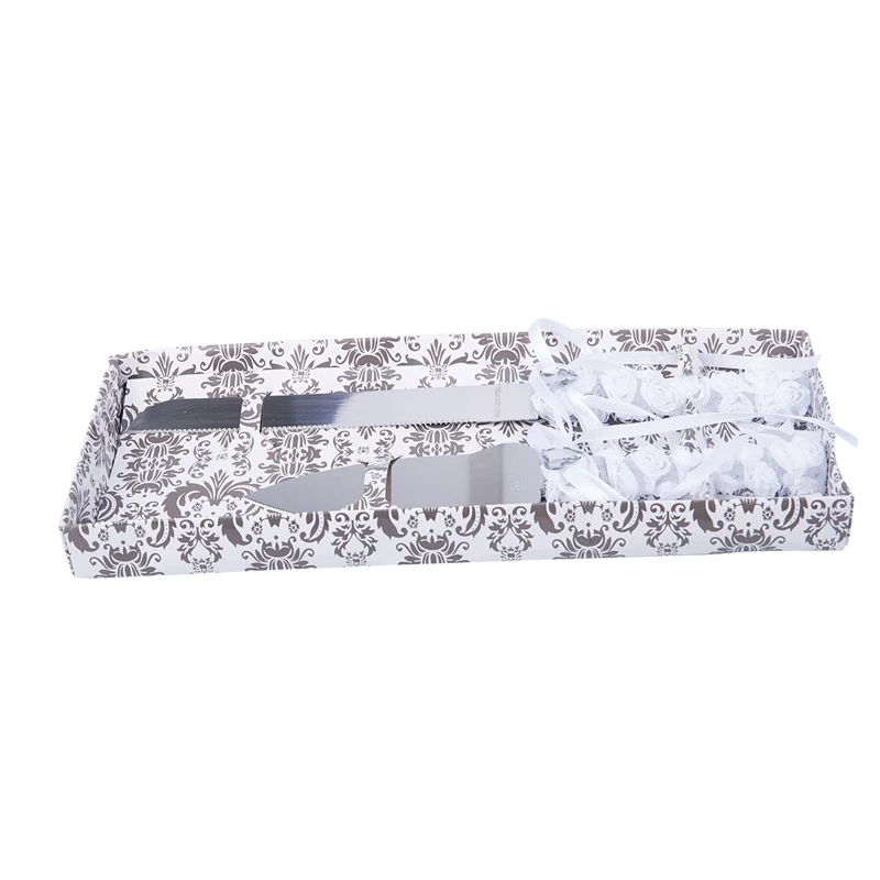 1 Набор из 2 серебряных ножей нержавеющей стали с бантом на коленях столовые