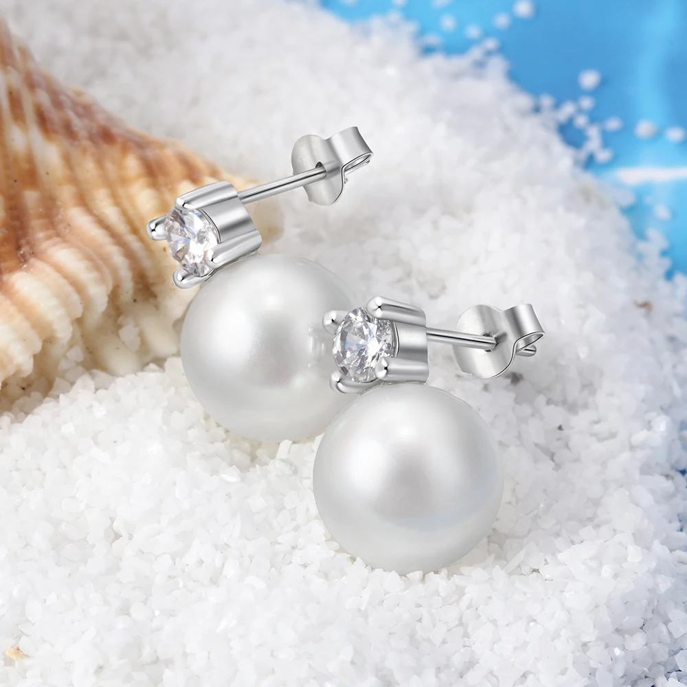 Женские серьги с жемчугом в форме шара из стерлингового серебра 925 пробы