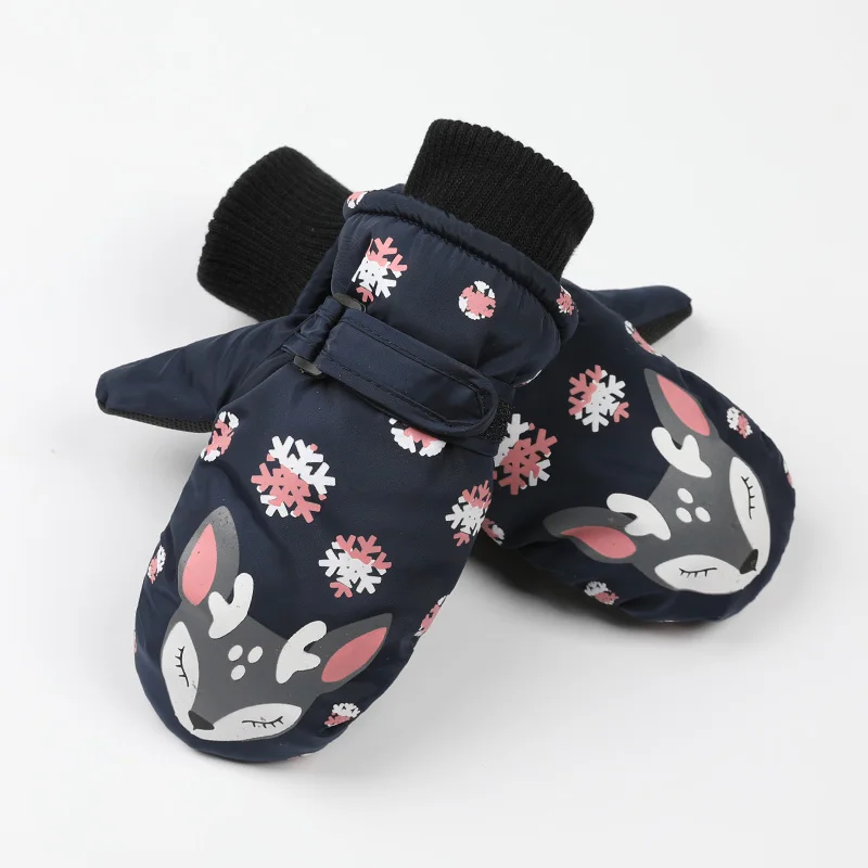 styleB navy С принтом из мультфильма детские варежки Водонепроницаемый на зиму для маленьких девочек перчатки для мальчика детская обувь на нескользящей подошве; теплые лыжные перчатки для активного отдыха, Handschoen - Цвет: styleB navy