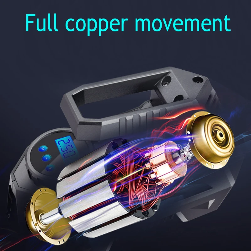 Портативный воздушный компрессор для накачки шин-фонарик яркий с цифровым