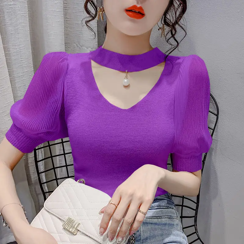

2021 new summer fashion small sexy bubble sleeve top