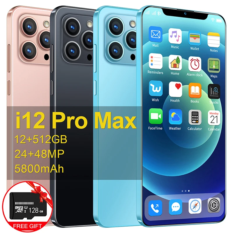 

Global Version I12 Pro Max 6.7inch Smartphones 5800mAh 12G+512G Android Phone Celular Case Touch Screen Face ID 5G Network Phone