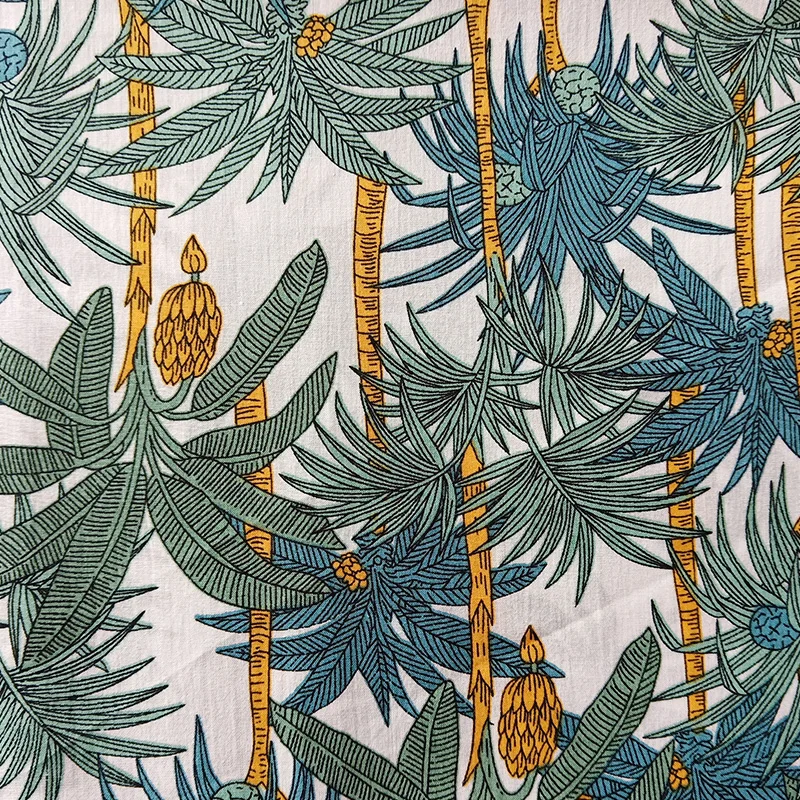 Japanese style two-color optional banana tree printed cotton fabric for handmade clothing and DIY | Дом и сад