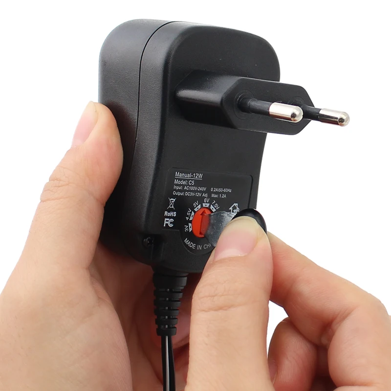 Ajustável do Adaptador de Alimentação da Fonte de Alimentação 220v para dc 220v a 12v Adaptador Universal Ajustável 3v-12v 1.2a 12w Transformador ac dc 3 para dc 3v-12v 1.2a 12w transformador ajustável