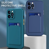 luxury shockproof credit card slot holder wallet silicone phone case for iphone 13 12 11 pro max xr smartphone back cover fundas