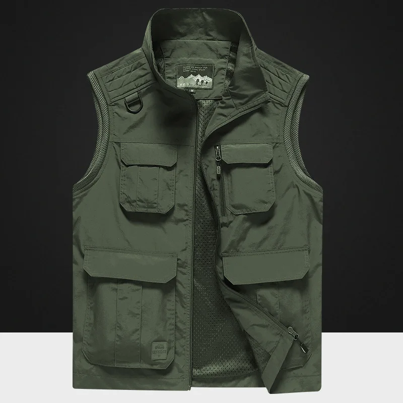 

Men's leisure vest outdoor fishing stand collar jacket