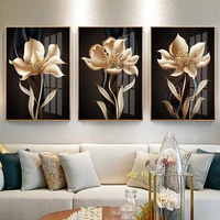 abstract black gold flower wall art canvas posters and prints living room modern home decorations wall pictures without frames