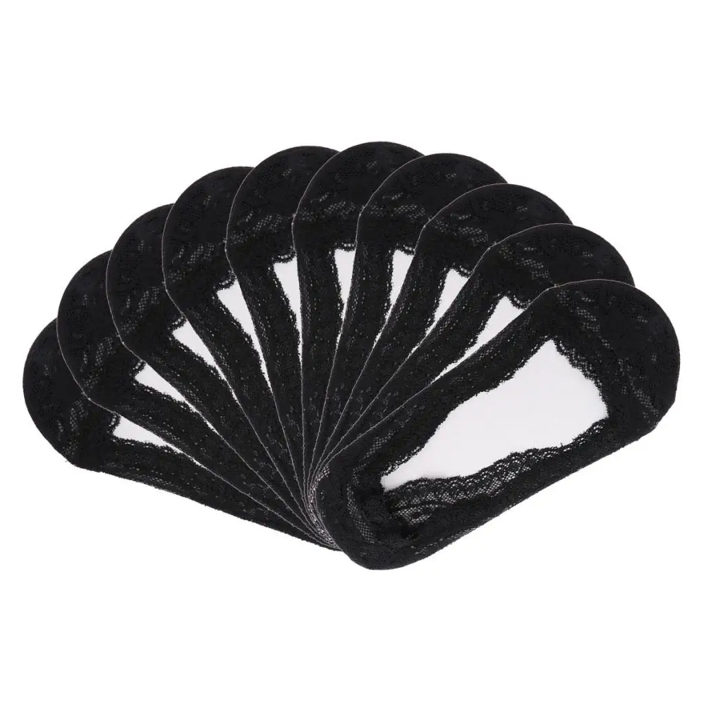 

10 Pairs Casual Thin No Show Socks Non Slip Socks for Flats Boat Liner with Lace Trim