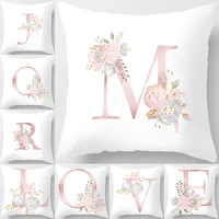 modern concise ins pink letter home decorative for polyester fabric roseflower pattern comfortable sofa pillow cushion covers