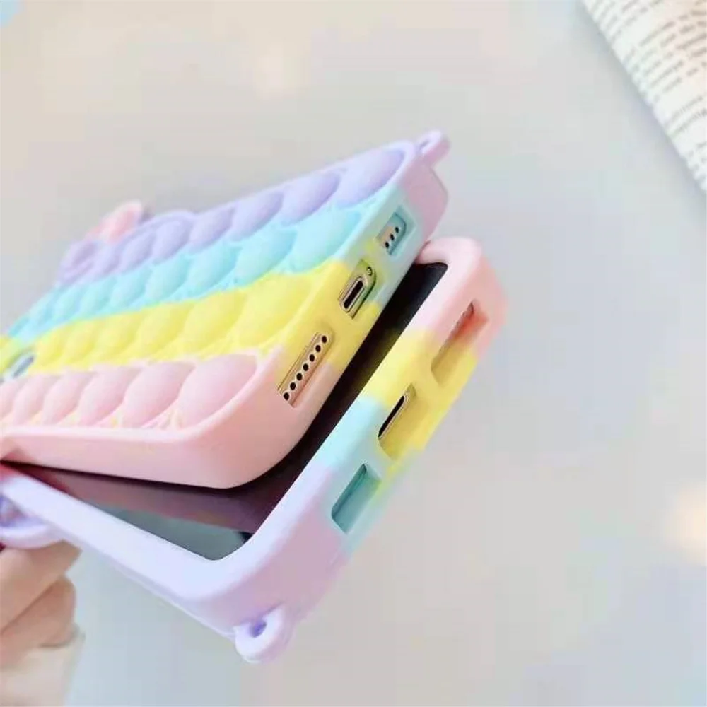 

Rainbow Bubble phone case for iphone6 7 8 xs xr 11 12pro se mini Reliver Stress Pop Fidget Toy Push It Antistress Sensory cover