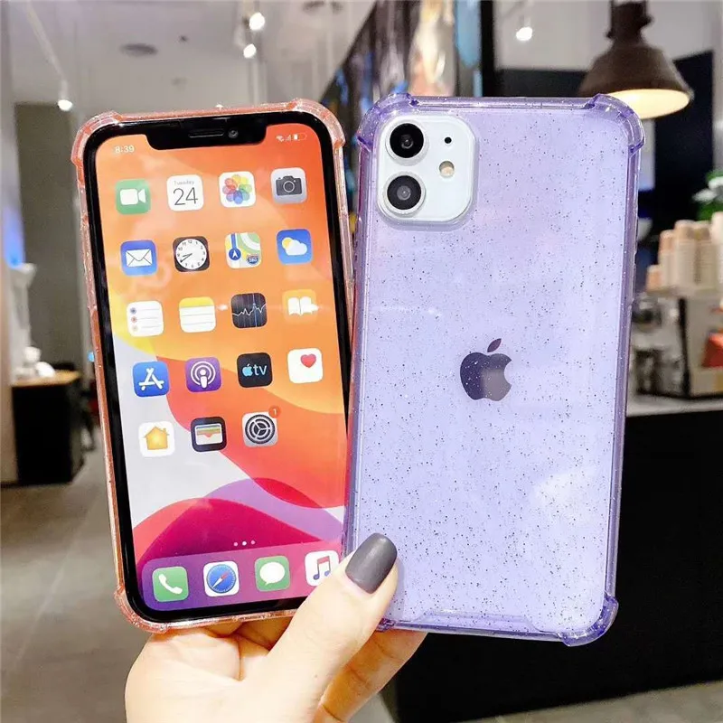 Прозрачный блестящий чехол из ТПУ для телефона iPhone 11 Pro Max Xs X XR SE 2020 7 8 Plus 6S 6 чехлы