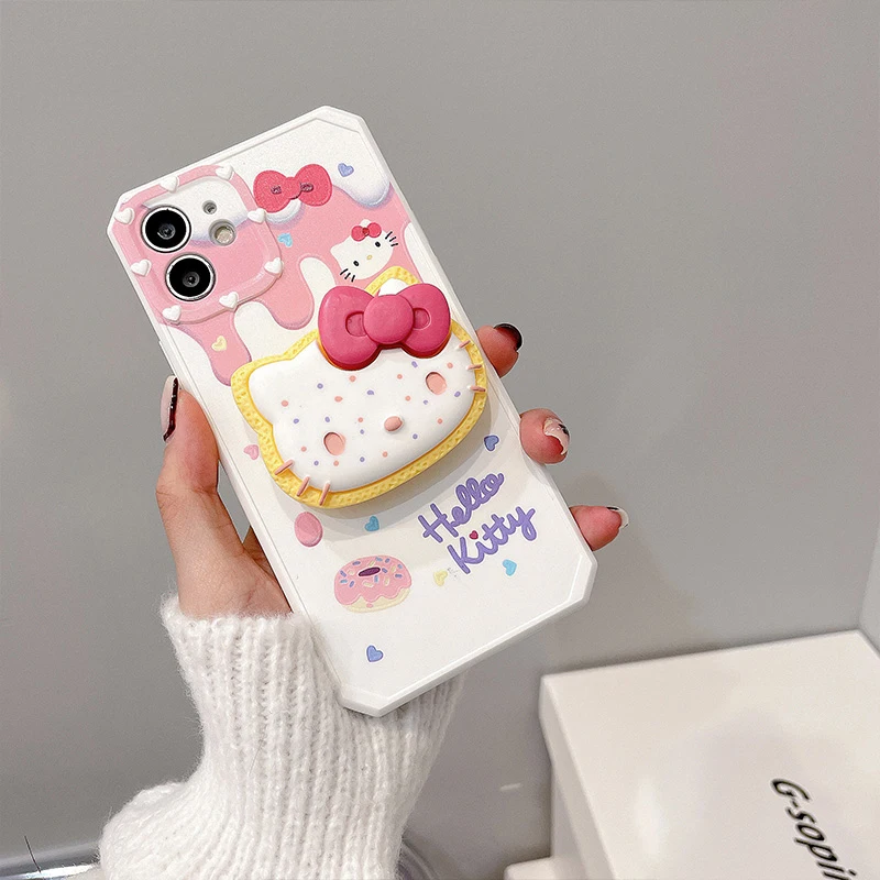 Милый защитный чехол для мобильного телефона Hellokittys Iphone с подставкой из