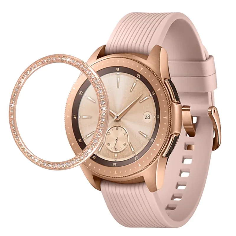 Diamond rose gold Galaxy Watch 46 мм кольцо для samsung gear S3 Frontier 42 мм металлическая клейкая крышка против царапин Смарт часы крышка аксессуары - Цвет ремешка: Diamond rose gold