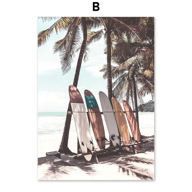 

Surfboard Palm Tree Ocean Beach Landscape Wall Art Canvas Painting Nordic Posters and Prints Pictures for Living Room Home Decor