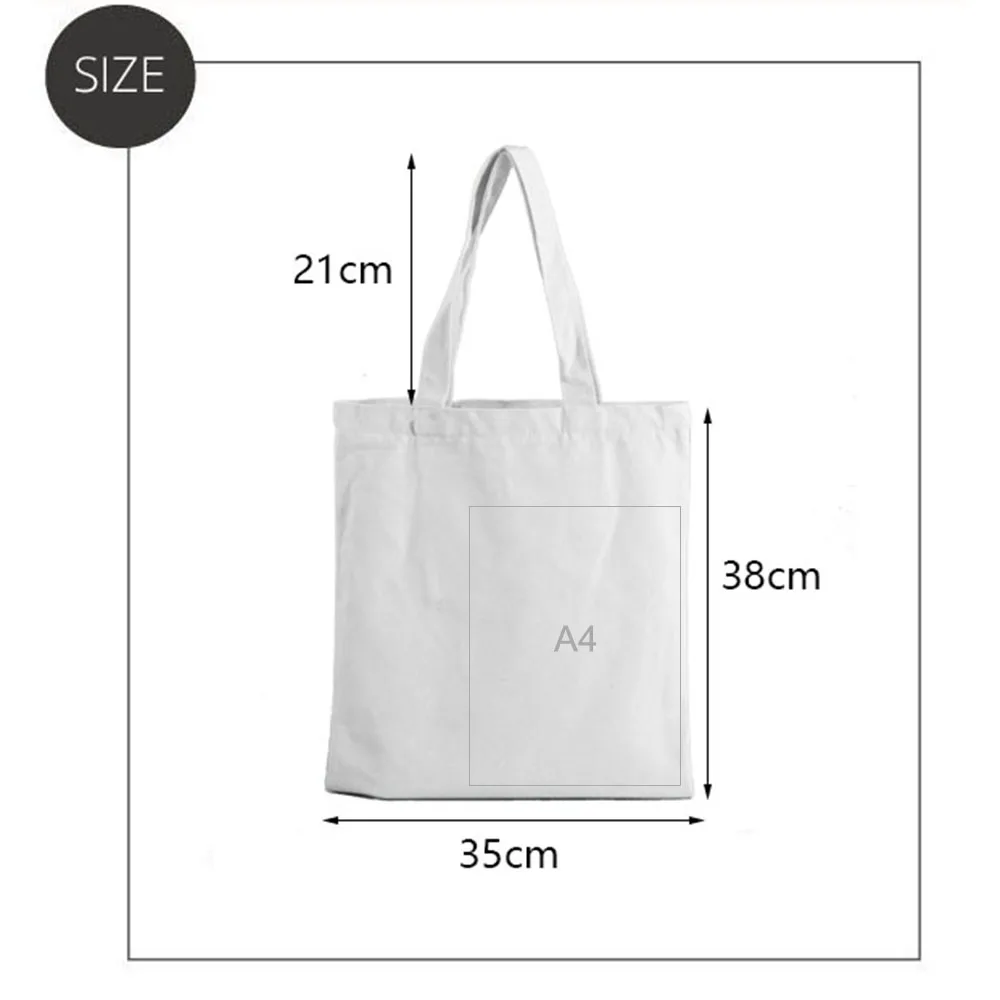 

White Canvas Shopping Bags Eco Reusable Foldable Shoulder Bag Large Handbag Fabric Cotton Tote Bag for Women Shopping Bags