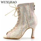 Обувь WUXIJIAO для танцев, сальсы, джаза, танго, на открытом воздухе, в помещении, латинских танцев, для женщин, учителей, танцевальные сапоги на высоком каблуке