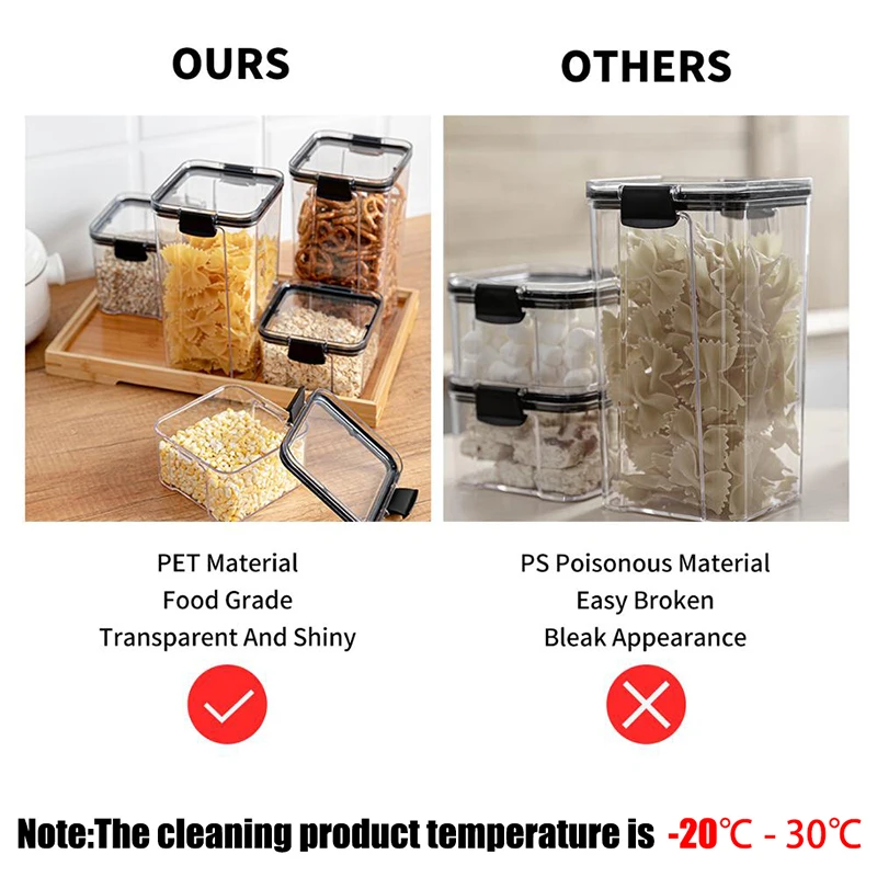 

Stackable Acryl Food Storage Container set Plastic Kitchen Noodle Box Multigrain Storage Tank Transparent Sealed Cans quality