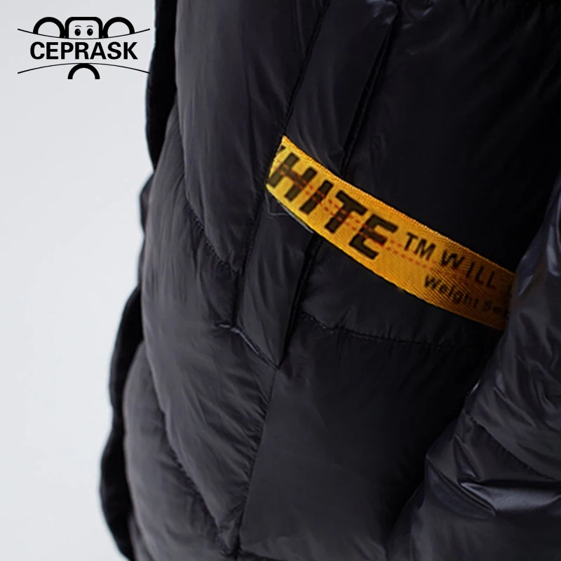 Парка женская зимняя CEPRASK из плотного хлопка контрастных цветов длинная 2021 |