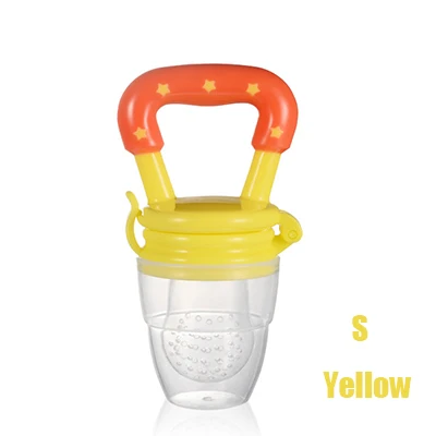 Yellow S Обучающая ручка для кормления бутылочка, силиконовый инструмент для кормления ребенка, соска для кормления ребенка, устройство для кормления, фруктовая свежая еда, Детская соска для кормления - Цвет: Yellow S