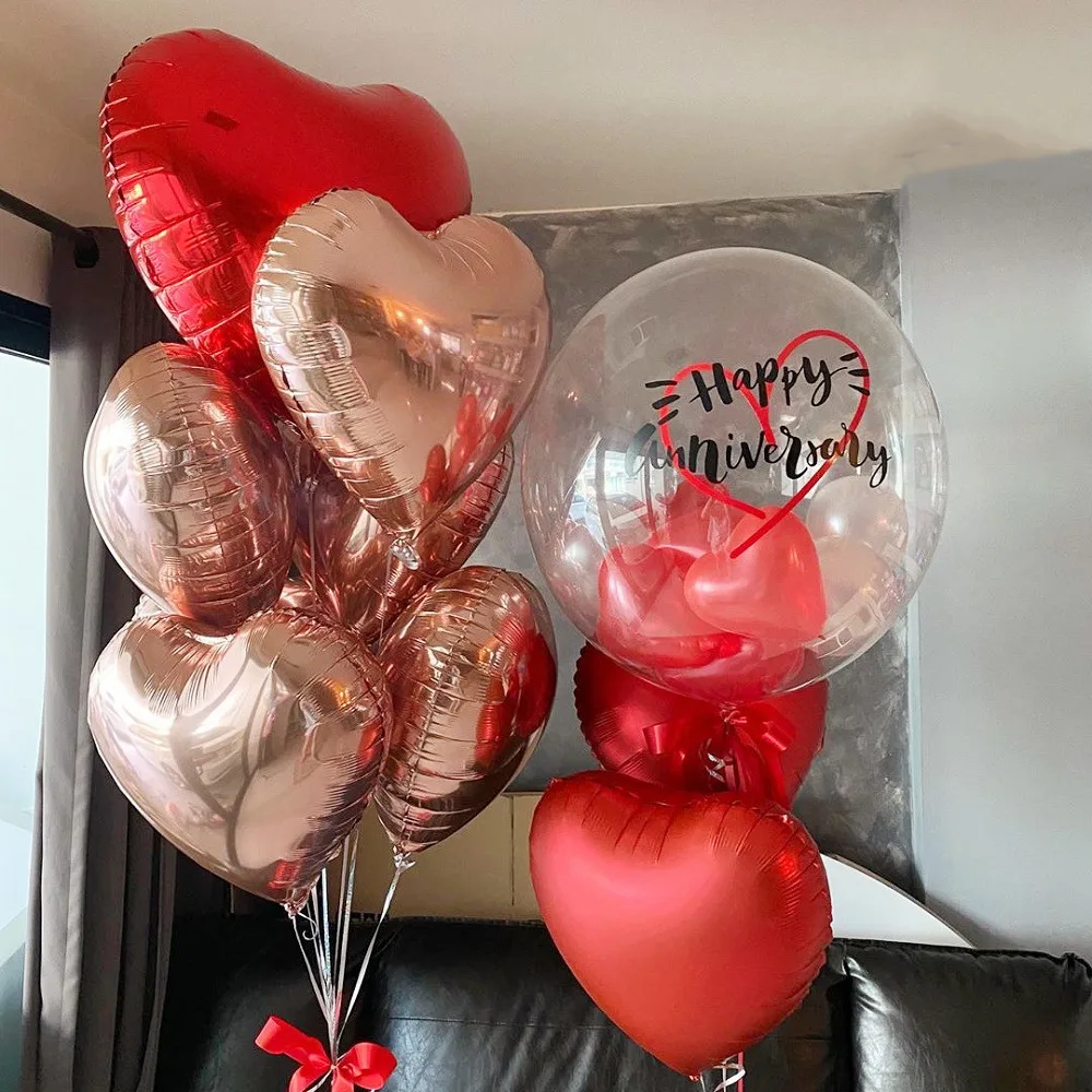 

10pcs 18 Inch Red Rose Gold Foil Heart Balloons Marriage Helium Inflatable Balloon Metallic Wedding Birthday Party Decor Gifts