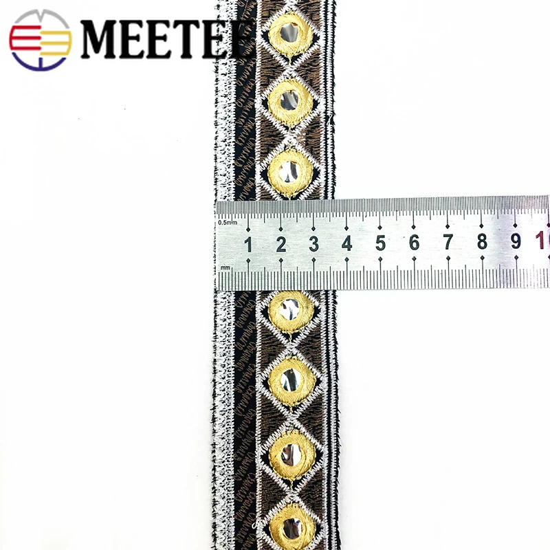 4Meters Mirror Embroidered Lace Trims Fabric Shoes Dress Decorative Webbing Ribbons For Stage Clothing DIY Sewing Accessories|Кружево| |