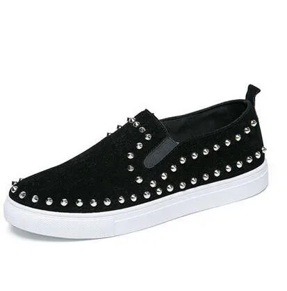 WHITE-BLACK Новинка; модные роскошные лоферы с шипами; мужские повседневные кожаные кроссовки на платформе с заклепками; Мужская Высококачественная мотоциклетная обувь; черная обувь; N-12 - Цвет: WHITE-BLACK