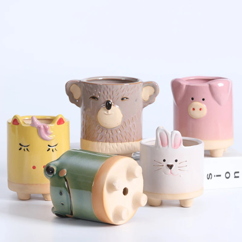 

Ceramic Flower Pot Cartoon Animal Plant Pot Macetas Balcony Decorations Vaso Suculenta Planter Cute Flowerpot Home Decor