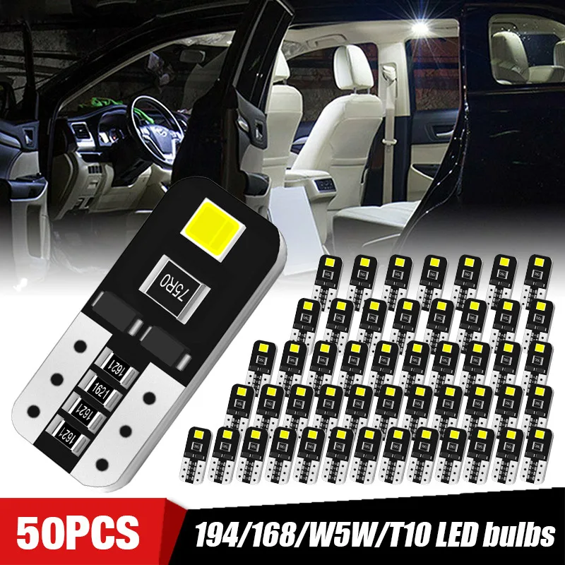 Wholesale 10/20/50 Pcs T10 W5W LED Bulbs 12V 6000K For License Plate Lights Rear Side Marker Parking Taillight |