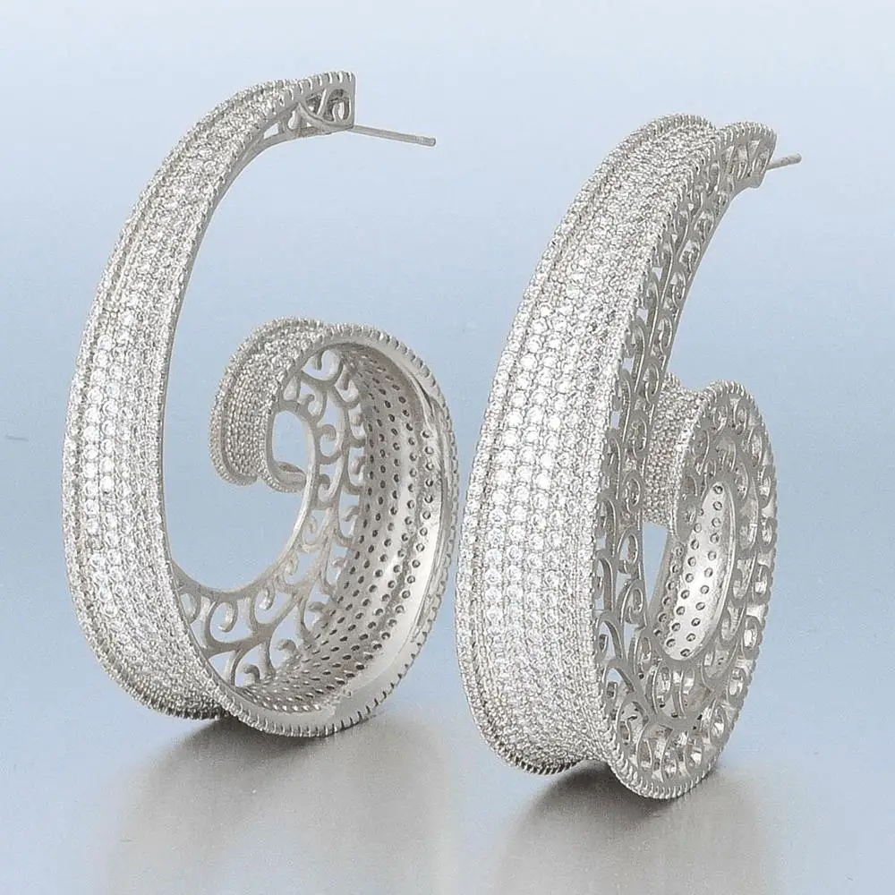 

ModemAngel Luxury Conch Snails Cubic Zircon Big Hoop Earrings For Women Wedding DUBAI Bridal Circle Hoop Earring Fine Jewelry