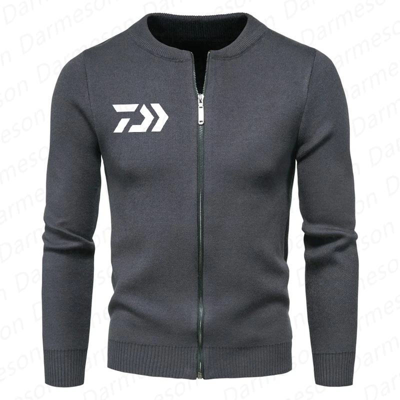 2021 Daiwa Autumn Thick Knitted Fishing Jacket Round Neck Long Sleeve Cardigan Men's Outdoor Sports Fishing Jerseys Outwears