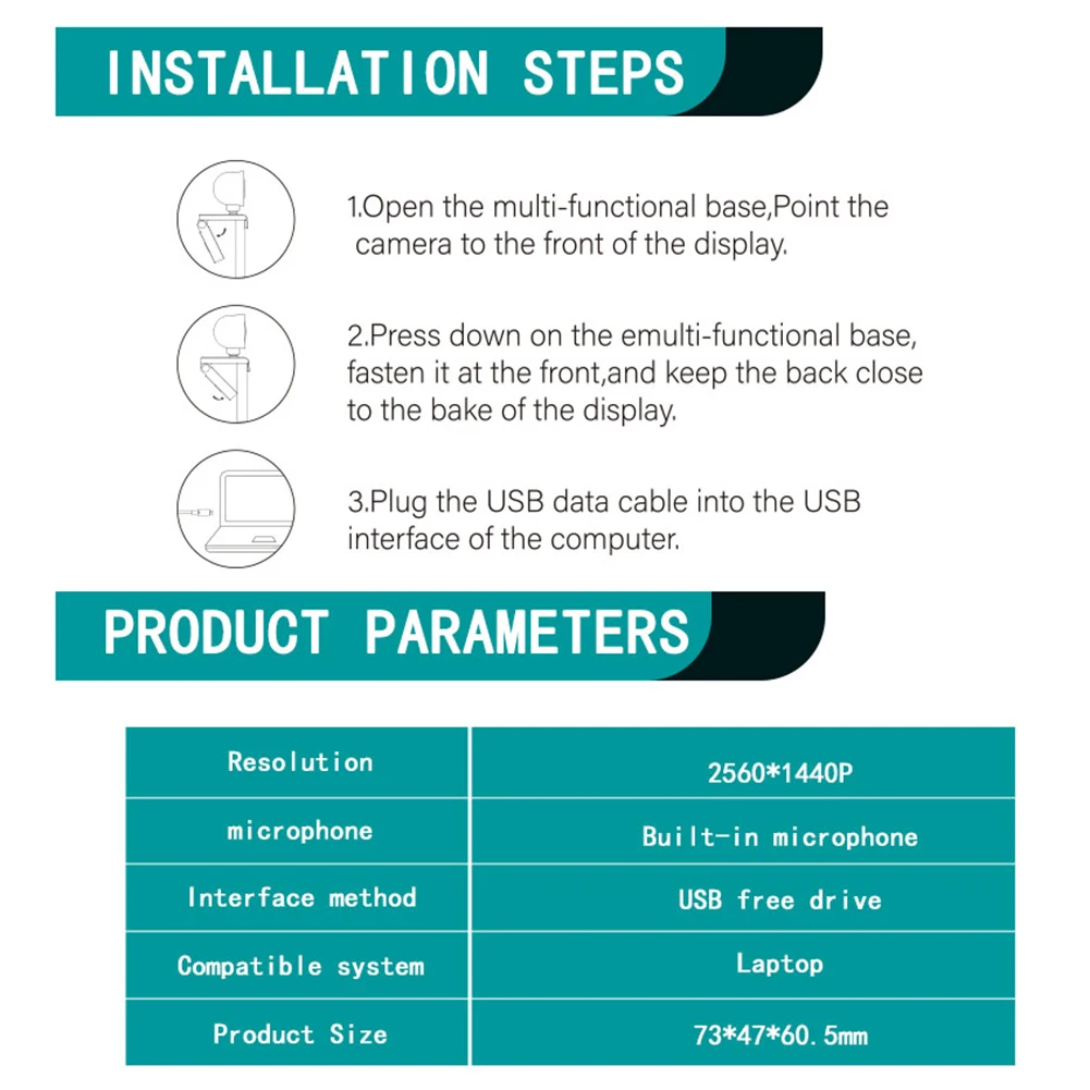 

2K HD Webcam USB Webcam, Rotatable With Microphone Clip, used For PC Computer Desktop Laptop Computer Live Video Conference Work