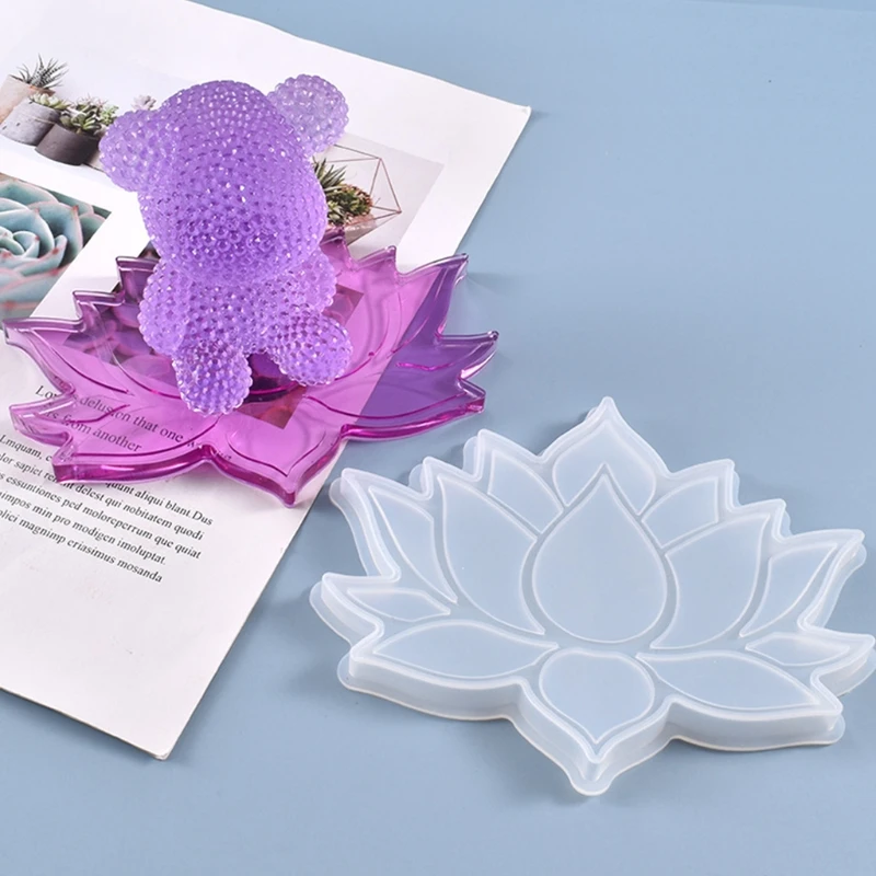 

DIY Crafts Jewelry Decorations Making Tools Crystal Epoxy Resin Mold Lotus Coaster Tray Cup Mat Casting Silicone Mould