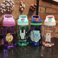 450480ml bpa free cartoon water cup with straw sport bottle hiking climbing bottle for water children healthy drinking