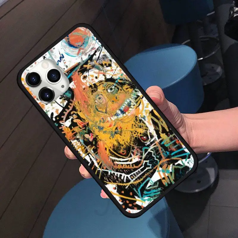 

Art Graffiti tattoo Jean Michel Basquiat Phone Case For iphone 7 8 12 11 XR XS pro Max Mini plus Soft silicone cover shell funda