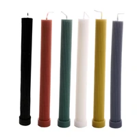 6 pcs solid color pillar candles dripless long stick soy wax 1 18inch aroma home decor for birthday ceremonies cake decoration